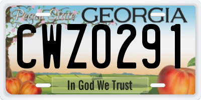 GA license plate CWZ0291