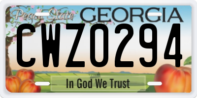 GA license plate CWZ0294