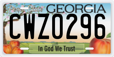 GA license plate CWZ0296