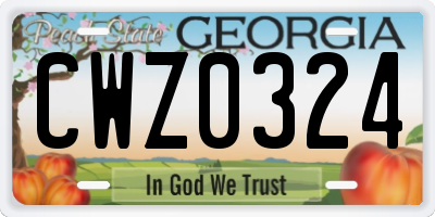 GA license plate CWZ0324
