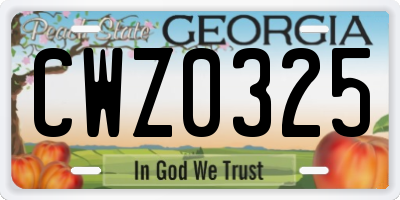 GA license plate CWZ0325