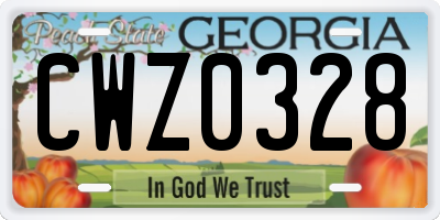 GA license plate CWZ0328