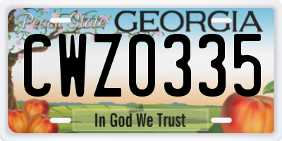 GA license plate CWZ0335