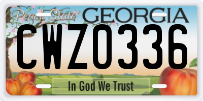 GA license plate CWZ0336