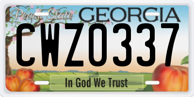 GA license plate CWZ0337