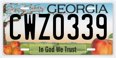 GA license plate CWZ0339