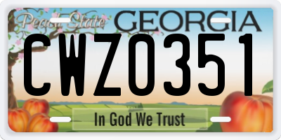 GA license plate CWZ0351