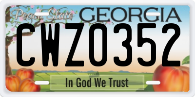 GA license plate CWZ0352