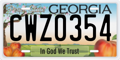 GA license plate CWZ0354