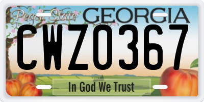 GA license plate CWZ0367