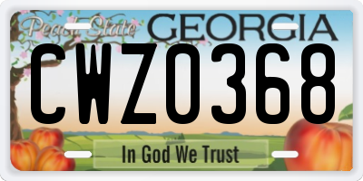 GA license plate CWZ0368