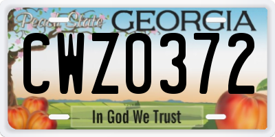 GA license plate CWZ0372