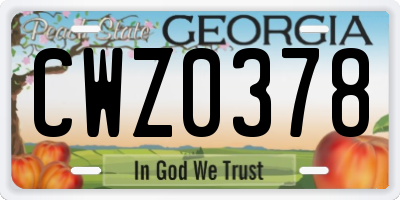 GA license plate CWZ0378