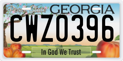 GA license plate CWZ0396