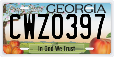 GA license plate CWZ0397