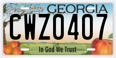 GA license plate CWZ0407