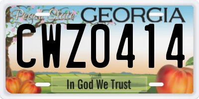 GA license plate CWZ0414