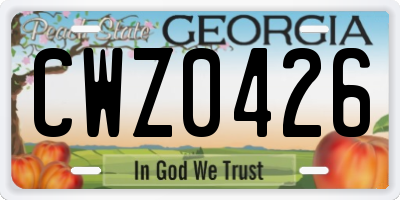 GA license plate CWZ0426