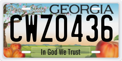 GA license plate CWZ0436