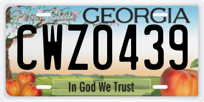 GA license plate CWZ0439