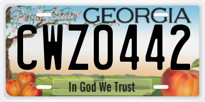 GA license plate CWZ0442