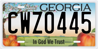 GA license plate CWZ0445