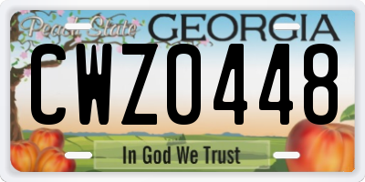 GA license plate CWZ0448