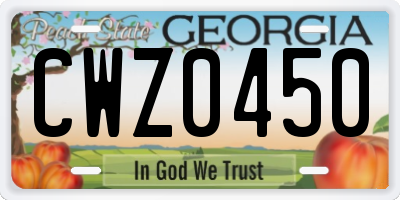GA license plate CWZ0450