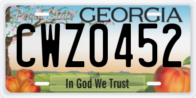 GA license plate CWZ0452