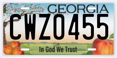 GA license plate CWZ0455
