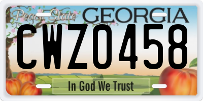 GA license plate CWZ0458
