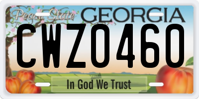GA license plate CWZ0460