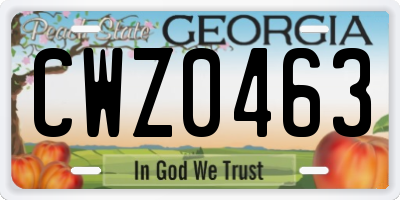 GA license plate CWZ0463