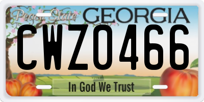 GA license plate CWZ0466