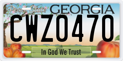 GA license plate CWZ0470