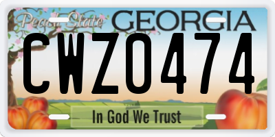 GA license plate CWZ0474