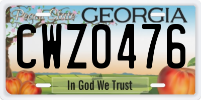 GA license plate CWZ0476
