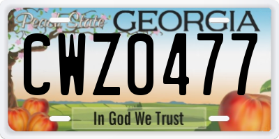 GA license plate CWZ0477