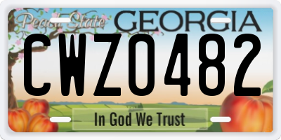 GA license plate CWZ0482