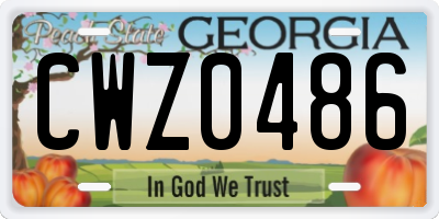 GA license plate CWZ0486