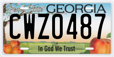 GA license plate CWZ0487