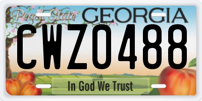 GA license plate CWZ0488