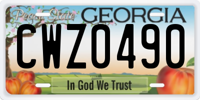 GA license plate CWZ0490