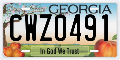 GA license plate CWZ0491