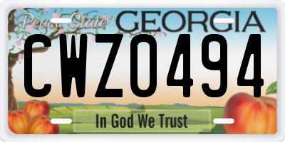 GA license plate CWZ0494