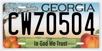 GA license plate CWZ0504