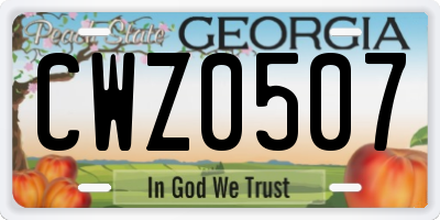 GA license plate CWZ0507