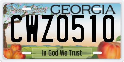 GA license plate CWZ0510