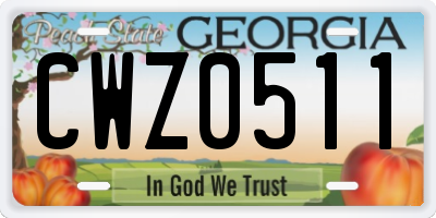 GA license plate CWZ0511