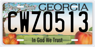 GA license plate CWZ0513